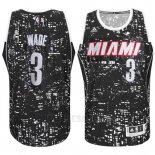 Camiseta Luces De La Ciudad Miami Heat Dwyane Wade #3 Negro