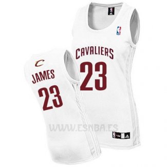 Camiseta Mujer Cleveland Cavaliers LeBron James #23 Blanco