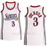 Camiseta Mujer Philadelphia 76ers Allen Iverson #3 Blanco