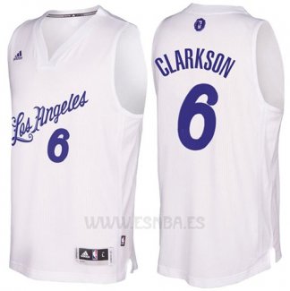 Camiseta Navidad 2016 Los Angeles Lakers Jordan Clarkson #6 Blanco