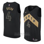 Camiseta Toronto Raptors Lorenzo Brown #4 Ciudad 2018 Negro