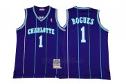 Camiseta Charlotte Hornets Muggsy Bogues #1 Retro Violeta