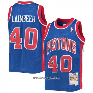 Camiseta Detroit Pistons Bill Laimbeer #40 Mitchell & Ness 1988-89 Azul