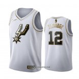 Camiseta Golden Edition San Antonio Spurs Lamarcus Aldridge #12 Blanco