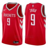 Camiseta Houston Rockets Zhou Qi #9 Swingman Icon 2017-18 Rojo