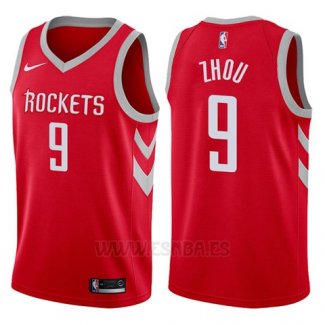 Camiseta Houston Rockets Zhou Qi #9 Swingman Icon 2017-18 Rojo