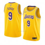 Camiseta Los Angeles Lakers Rajon Rondo #9 Icon 2018-19 Amarillo