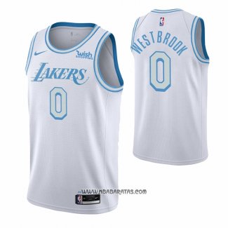 Camiseta Los Angeles Lakers Russell Westbrook #0 Ciudad 2020-21 Blanco