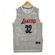 Camiseta Luces De La Ciudad Los Angeles Lakers Magic Johnson #32 Gris