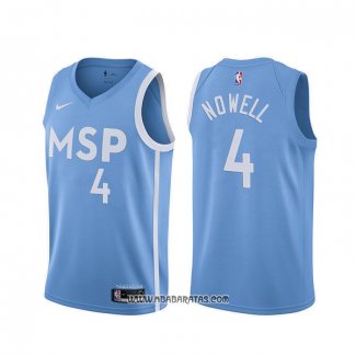 Camiseta Minnesota Timberwolves Jaylen Nowell #4 Ciudad 2019-20 Azul