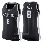 Camiseta Mujer San Antonio Spurs Patty Mills Icon #8 2017-18 Negro