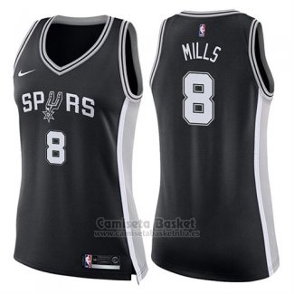 Camiseta Mujer San Antonio Spurs Patty Mills Icon #8 2017-18 Negro