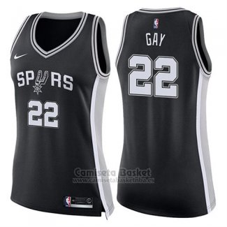 Camiseta Mujer San Antonio Spurs S Rudy Gay Icon #22 2017-18 Negro