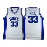 Camiseta NCAA Duke Blue Devils Grant Hill #33 Blanco