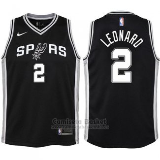 Camiseta Nino San Antonio Spurs Kawhi Leonard Icon #2 2017-18 Negro