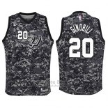 Camiseta Nino San Antonio Spurs Manu Ginobili Ciudad #20 2017-18 Gris