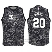 Camiseta Nino San Antonio Spurs Manu Ginobili Ciudad #20 2017-18 Gris