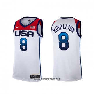 Camiseta USA 2021 Khris Middleton #8 Blanco