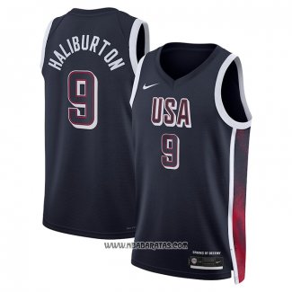 Camiseta USA 2024 Tyrese Haliburton #9 Azul