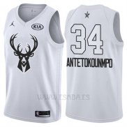 Camiseta All Star 2018 Milwaukee Bucks Giannis Antetokounmpo #34 Blanco