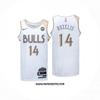 Camiseta Chicago Bulls Matas Buzelis #14 Ciudad 2024-25 Blanco