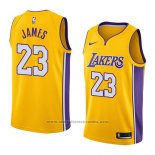 Camiseta Los Angeles Lakers Lebron James #23 Icon 2018 Amarillo
