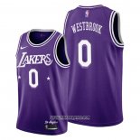 Camiseta Los Angeles Lakers Russell Westbrook #0 Ciudad 2021-22 Violeta