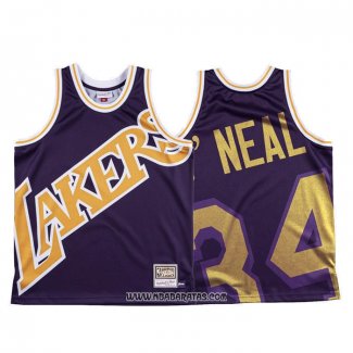 Camiseta Los Angeles Lakers Shaquille O'neal #34 Mitchell & Ness Big Face Violeta