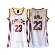 Camiseta Mujer Cleveland Cavaliers LeBron James #23 Blanco