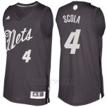 Camiseta Navidad 2016 Brooklyn Nets Luis Scola #4 Negro