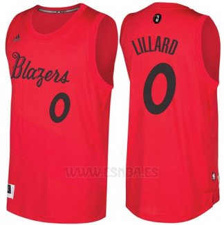 Camiseta Navidad 2016 Portland Trail Blazers Damian Lillard #0 Rojo