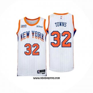 Camiseta New York Knicks Karl-Anthony Towns #32 Ciudad 2024-25 Blanco