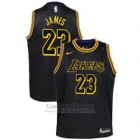 Camiseta Nino Los Angeles Lakers Lebron James Ciudad #23 2017-18 Negro