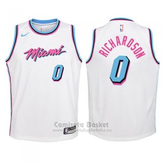 Camiseta Nino Miami Heat Josh Richardson Ciudad #0 2017-18 Blanco