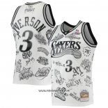 Camiseta Philadelphia 76ers Allen Iverson #3 Mitchell & Ness 1997-98 Tattoo Blanco