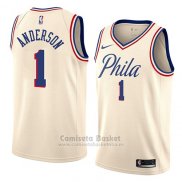 Camiseta Philadelphia 76ers Justin Anderson #1 Ciudad 2018 Crema