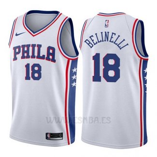 Camiseta Philadelphia 76ers Marco Belinelli #18 Association 2017-18 Blanco