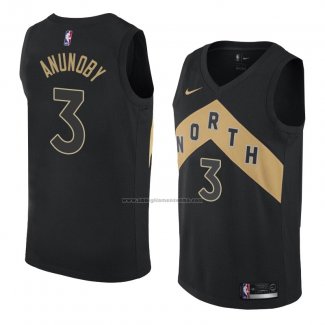 Camiseta Toronto Raptors Og Anunoby #3 Ciudad 2018 Negro