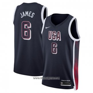 Camiseta USA 2024 LeBron James #6 Azul1