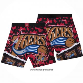 Pantalone Philadelphia 76ers Mitchell & Ness Naranja Rojo Negro