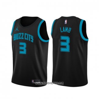 Camiseta Charlotte Hornets Jeremy Lamb #3 Ciudad Edition Negro