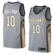 Camiseta Cleveland Cavaliers John Holland #10 Ciudad 2018 Gris