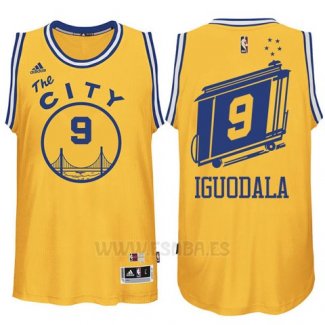 Camiseta Golden State Warriors Andre Iguodala #9 Retro City Bus Amarillo