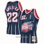 Camiseta Houston Rockets Clyde Drexler #22 Mitchell & Ness 1996-97 Azul