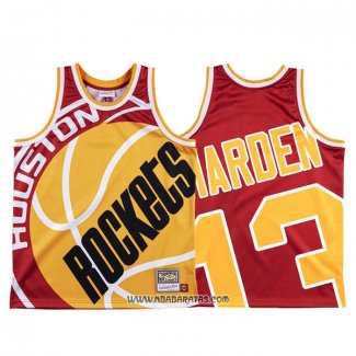 Camiseta Houston Rockets James Harden #13 Mitchell & Ness Big Face Rojo