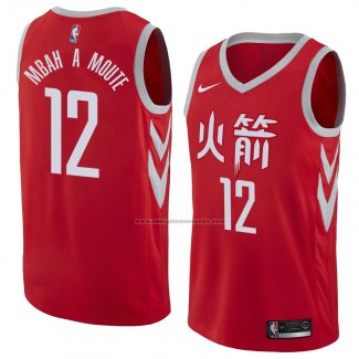 Camiseta Houston Rockets Luc Mbah A Moute #12 Ciudad 2018 Rojo