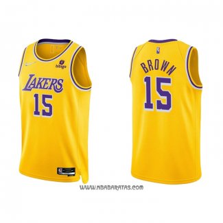 Camiseta Los Angeles Lakers Jabari Brown #15 75th Anniversary 2021-22 Amarillo