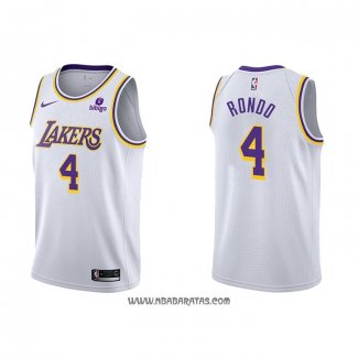 Camiseta Los Angeles Lakers Rajon Rondo #4 Association 2021-22 Blanco