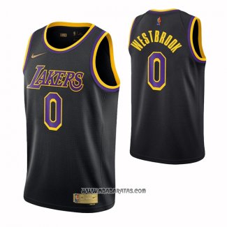 Camiseta Los Angeles Lakers Russell Westbrook #0 Statement 2021-22 Negro