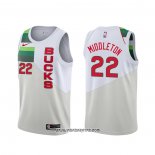 Camiseta Milwaukee Bucks Khris Middleton #22 Earned Blanco